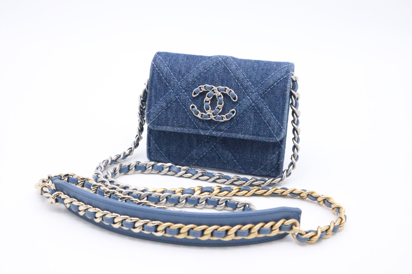 Chanel 19 Card on Denim Canvas Wallet Case