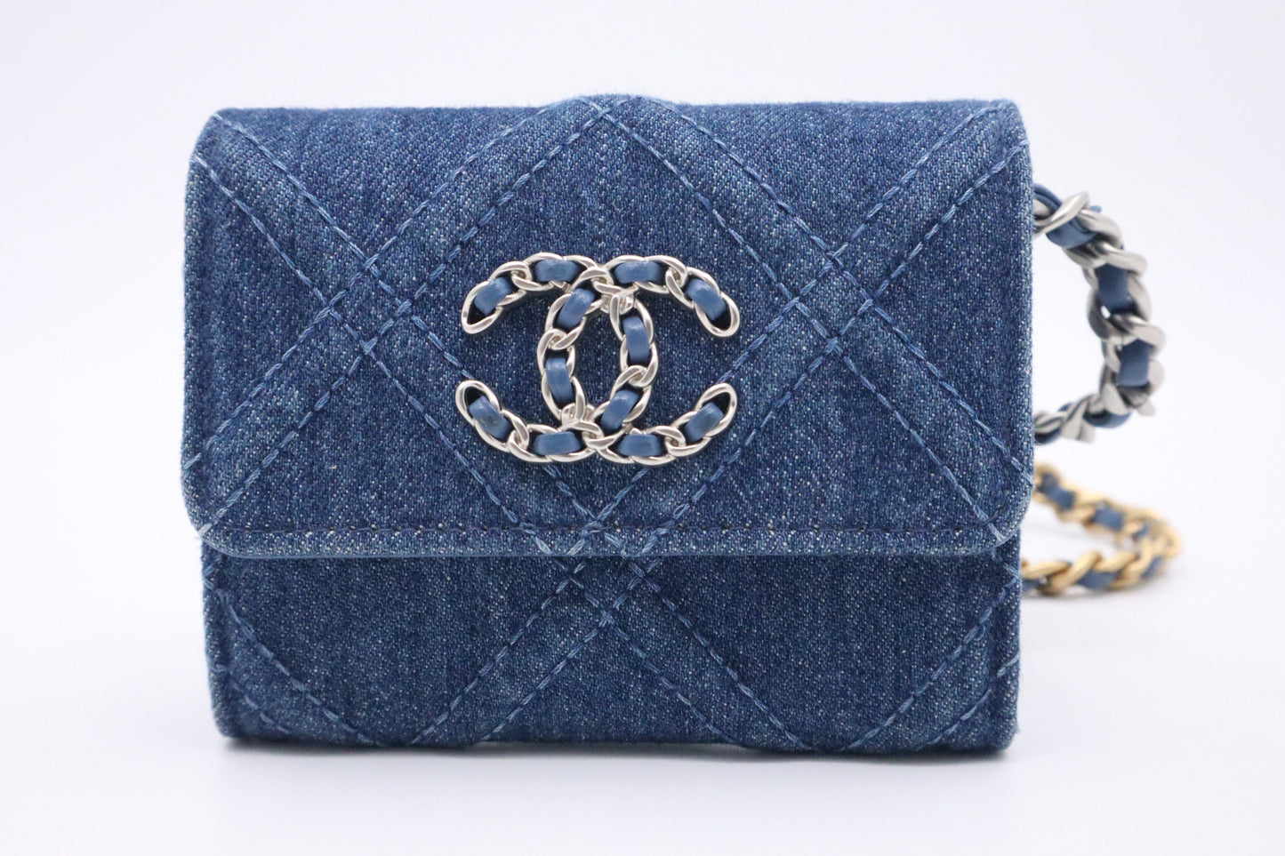 Chanel 19 Card on Denim Canvas Wallet Case