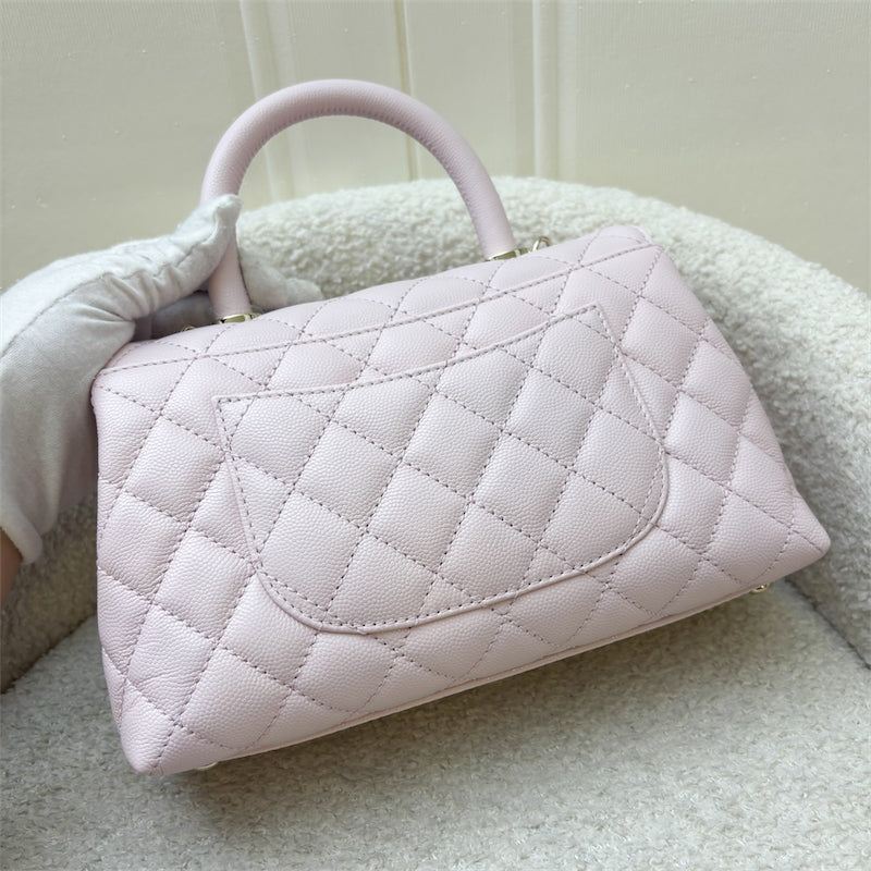 Chanel Small (24CM) Coco Handle In 22P Light Pink Caviar And Lghw (model: A92990) Bag