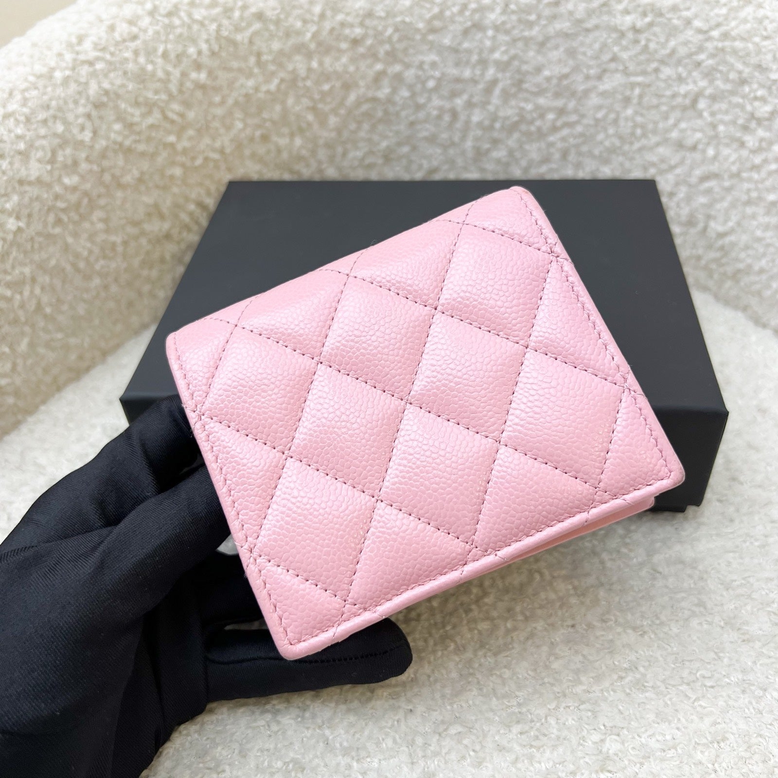 Chanel Bifold Wallet With Coin Compartment In Pink Caviar And Aghw Bag