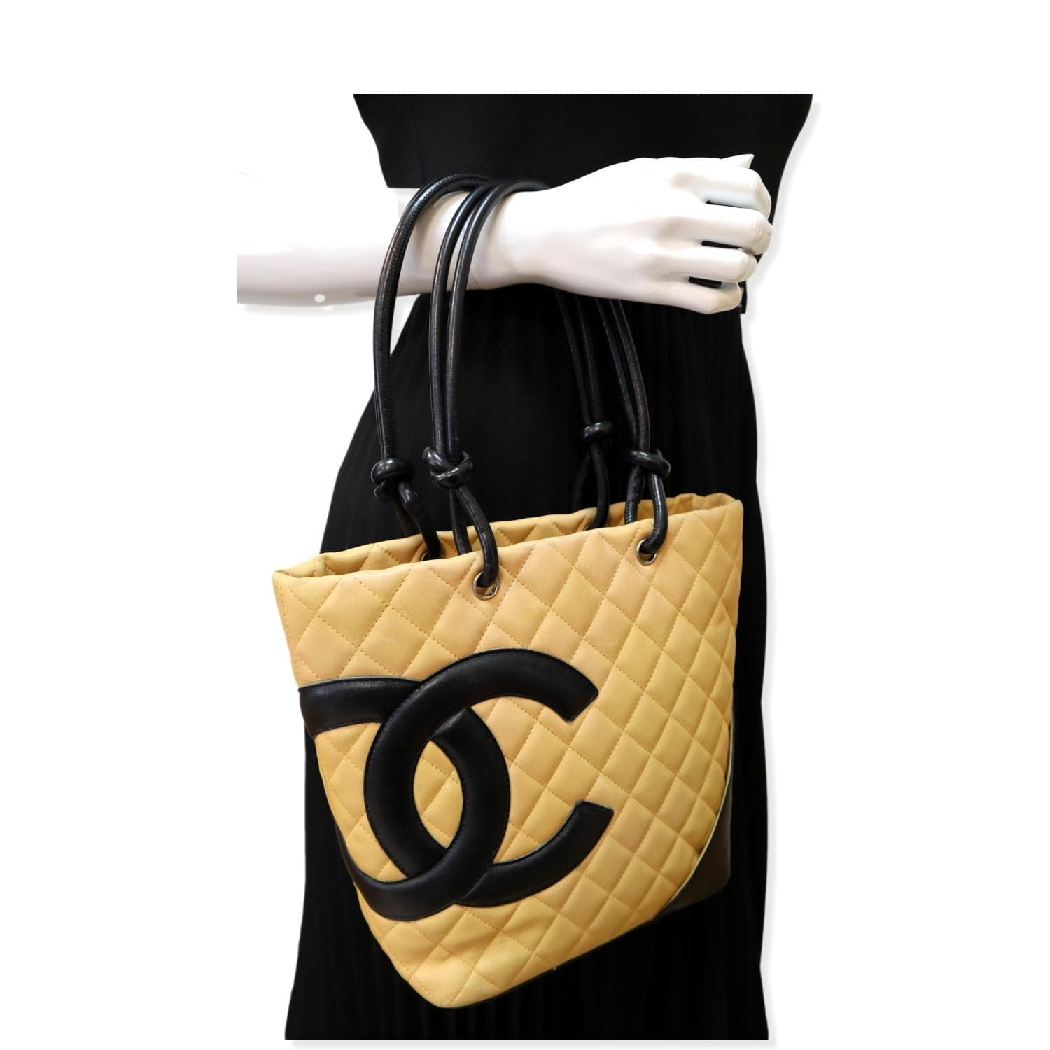 Chanel Cambon Ligne Quilted Beige Travel Bag