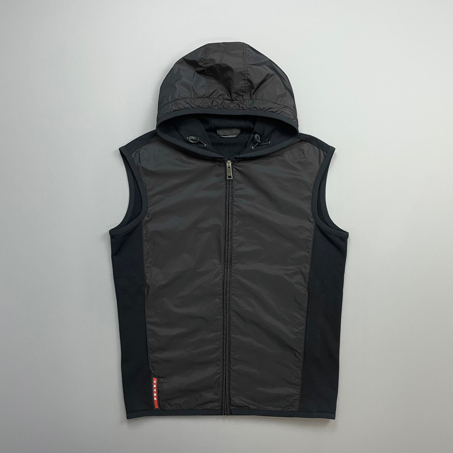 Prada Handbag Sport Panelled Hooded Gilet Vest Nylon Black
