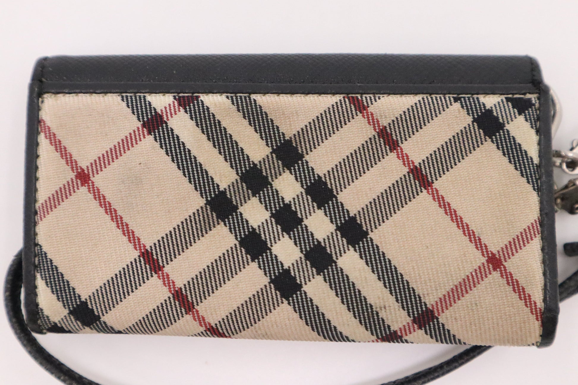 Burberry Key Case In Check And Handbag Leather Canvas Black Travel Bag