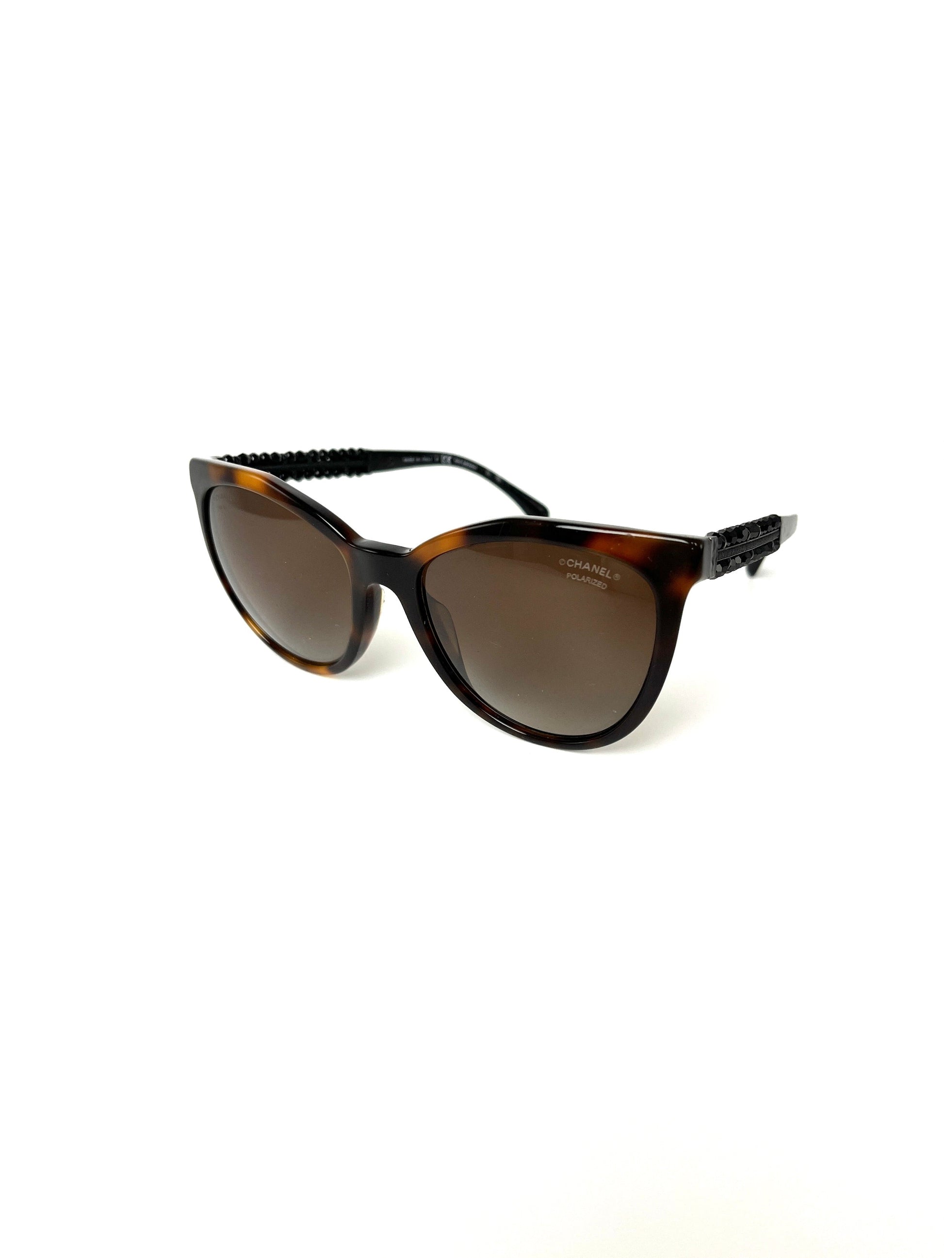 Chanel -B-A Butterfly Bijoux Brown Black Beaded Sunglasses Bag