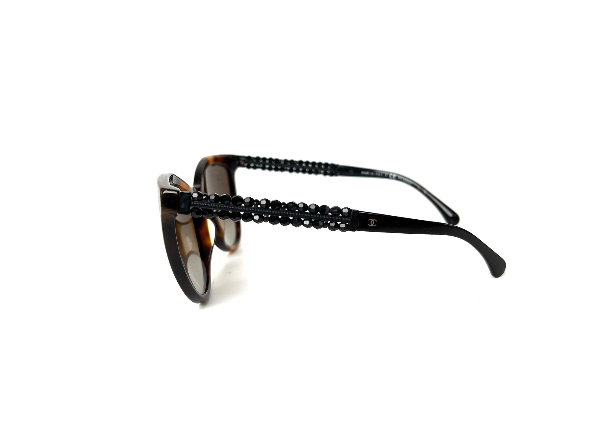 Chanel -B-A Butterfly Bijoux Brown Black Beaded Sunglasses Bag