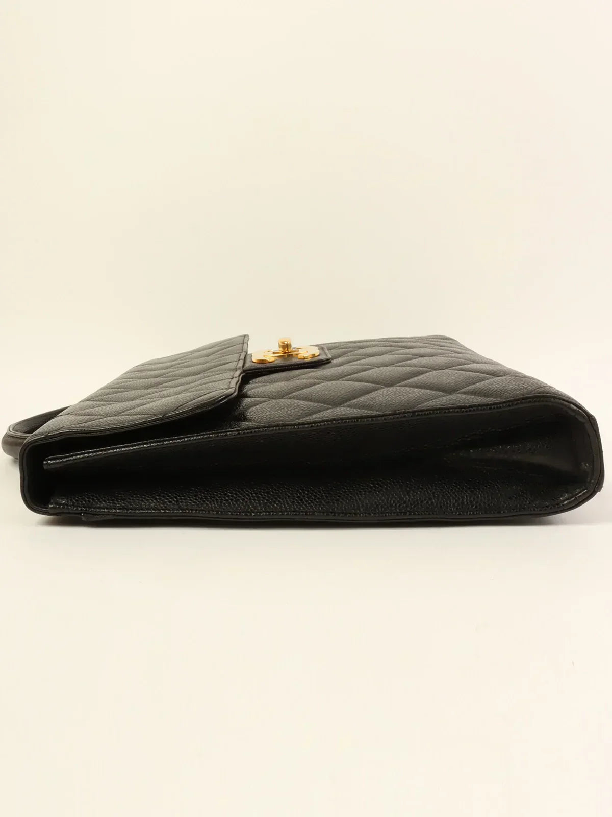 CHANEL Caviar Skin Turn-Lock Briefcase Black