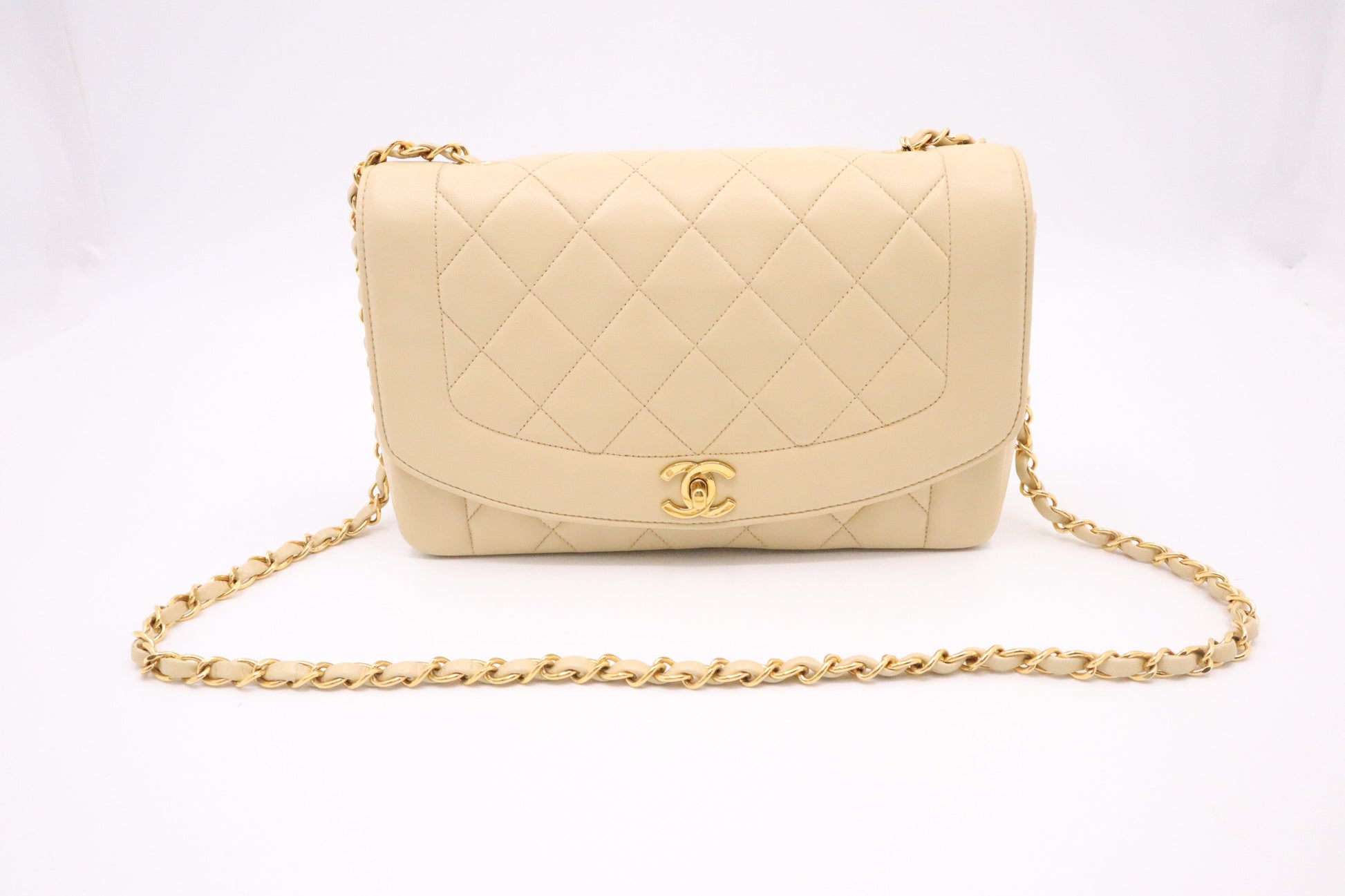 Chanel Diana Beige Leather Handbag