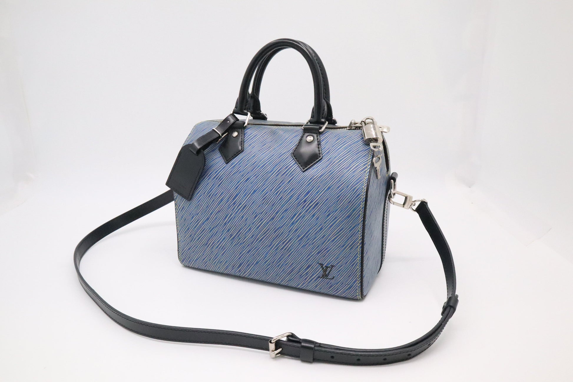 Louis Vuitton Speedy 25B Denim Blue Leather Epi Handbag