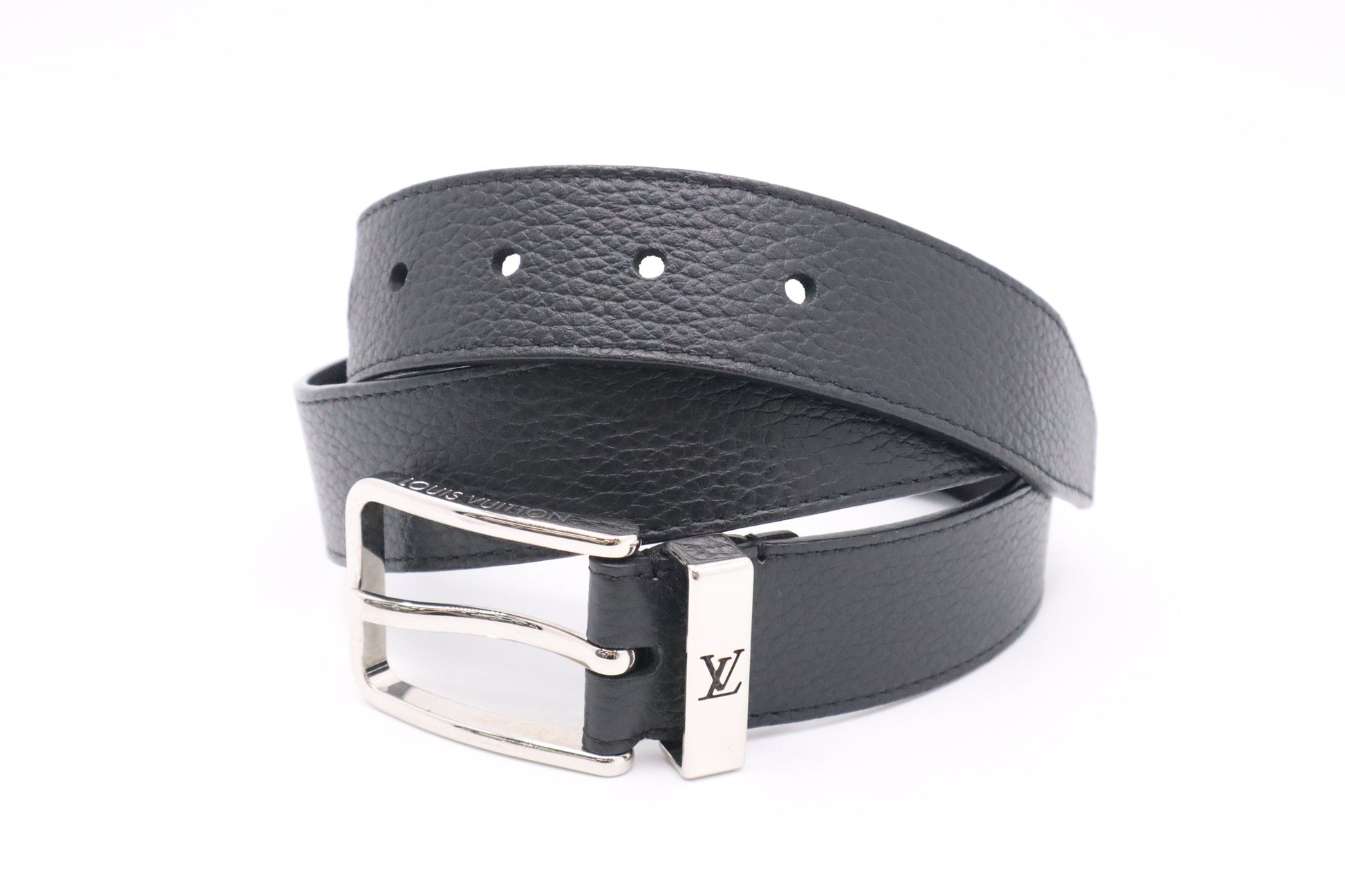 Louis Vuitton Belt Leather Black Black Leather