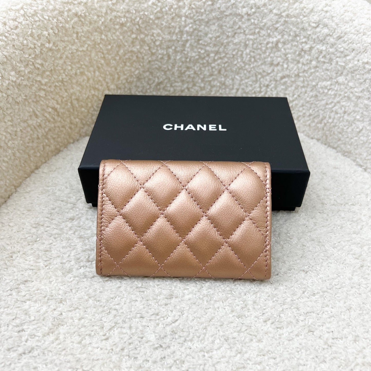 Chanel 2.55 Reissue Snap Card Holder In Rose Gold Leather And Rghw