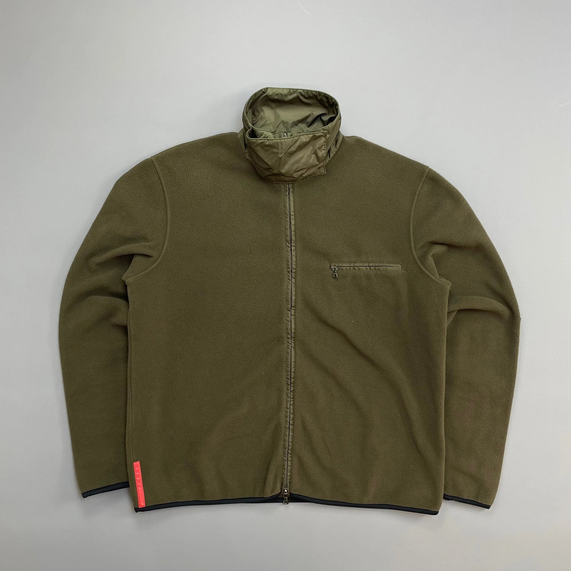 Prada Handbag Sport Khaki 00s Panelled -Through Fleece Jacket Nylon Zip