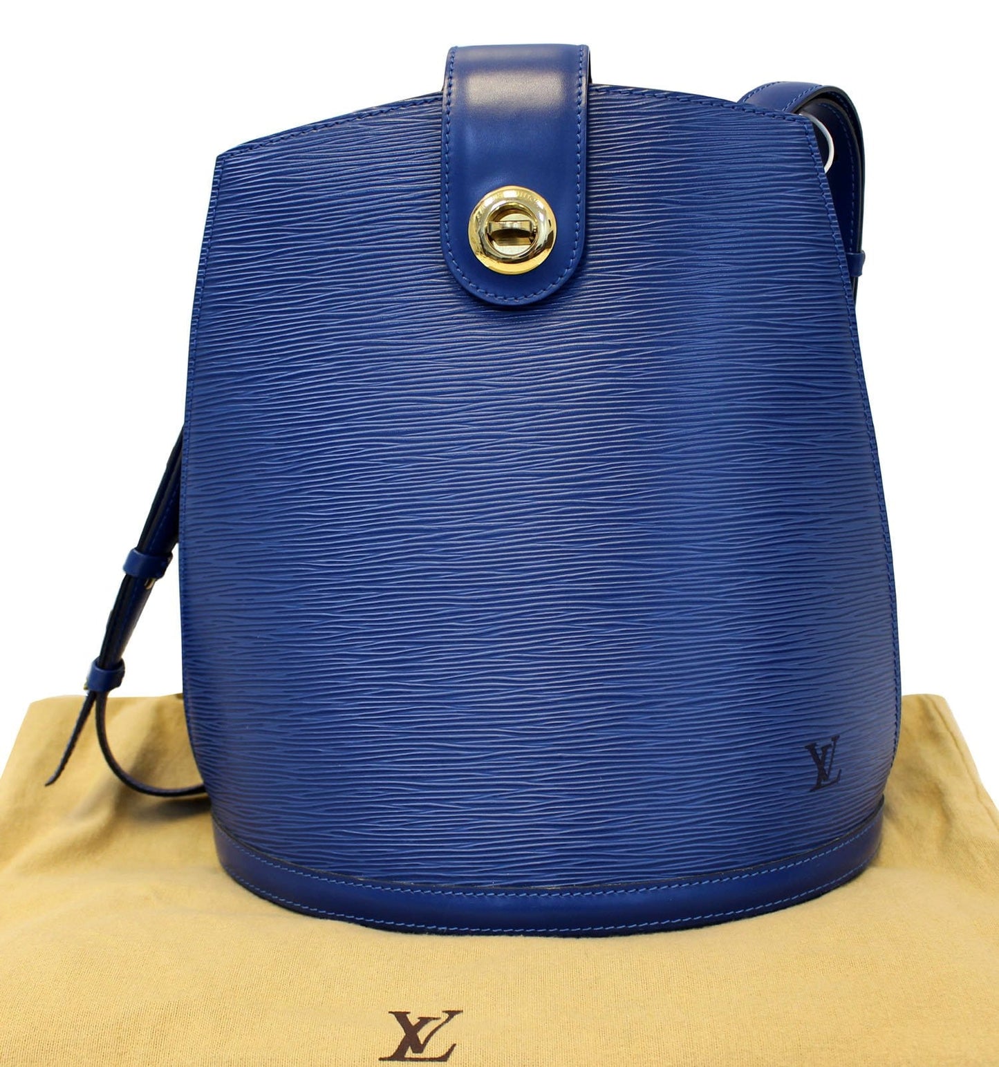 Louis Shoulder Bag Epi Cluny Leather Blue