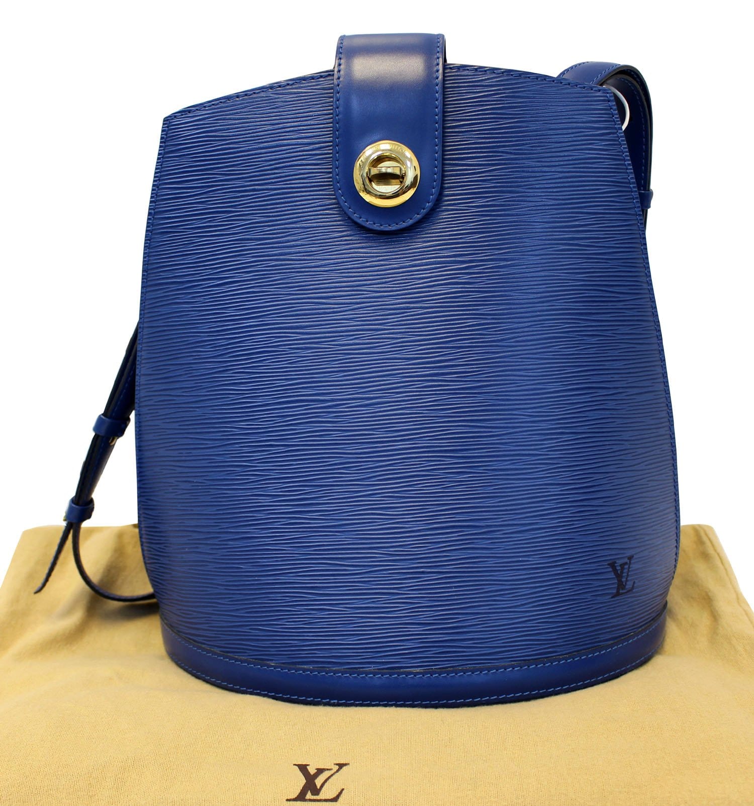 Louis Shoulder Bag Epi Cluny Leather Blue