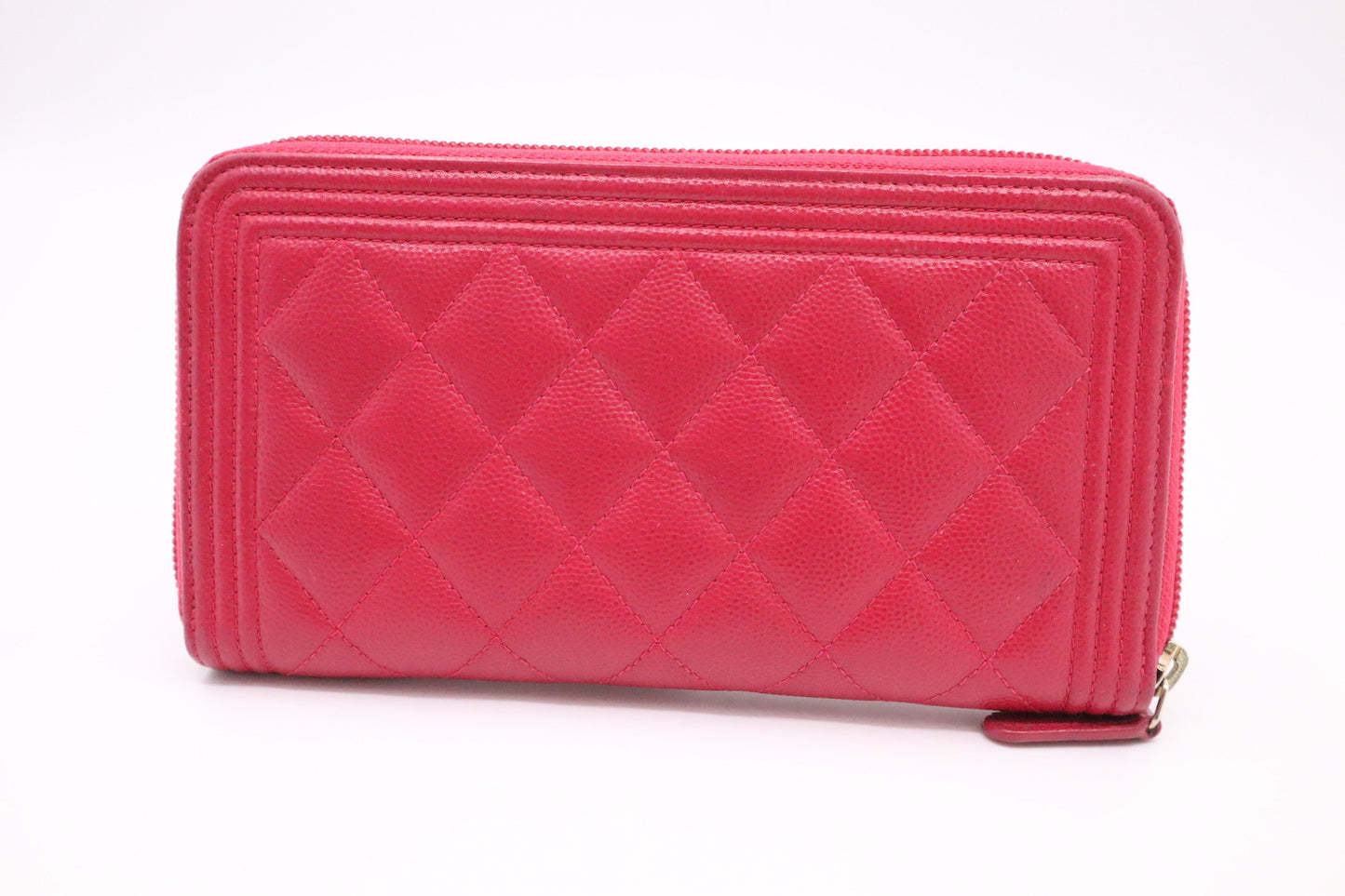 Chanel Boy Long Zippy Caviar Pink Leather Handbag