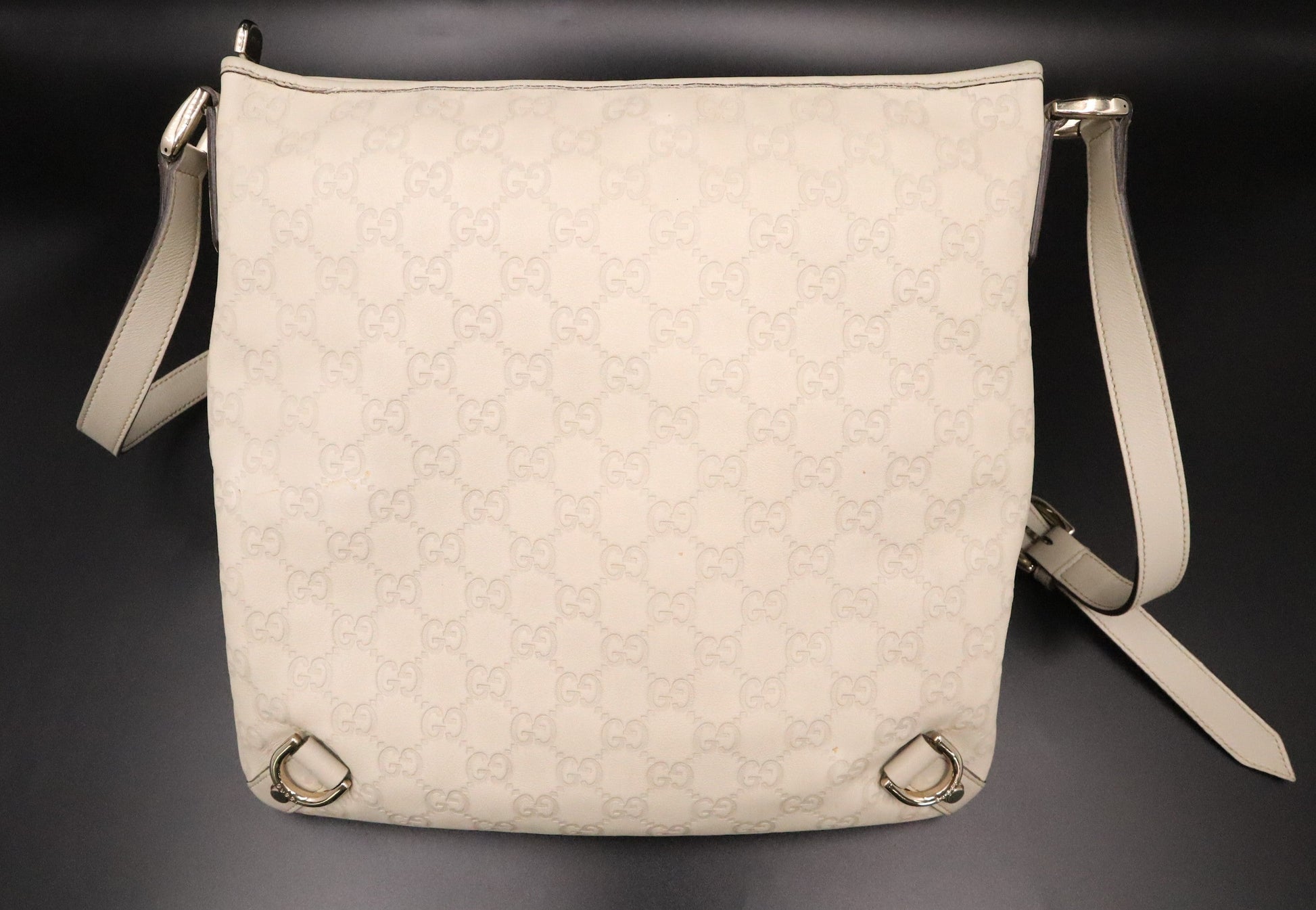 Gucci Guccissima Leather White Crossbody Bag