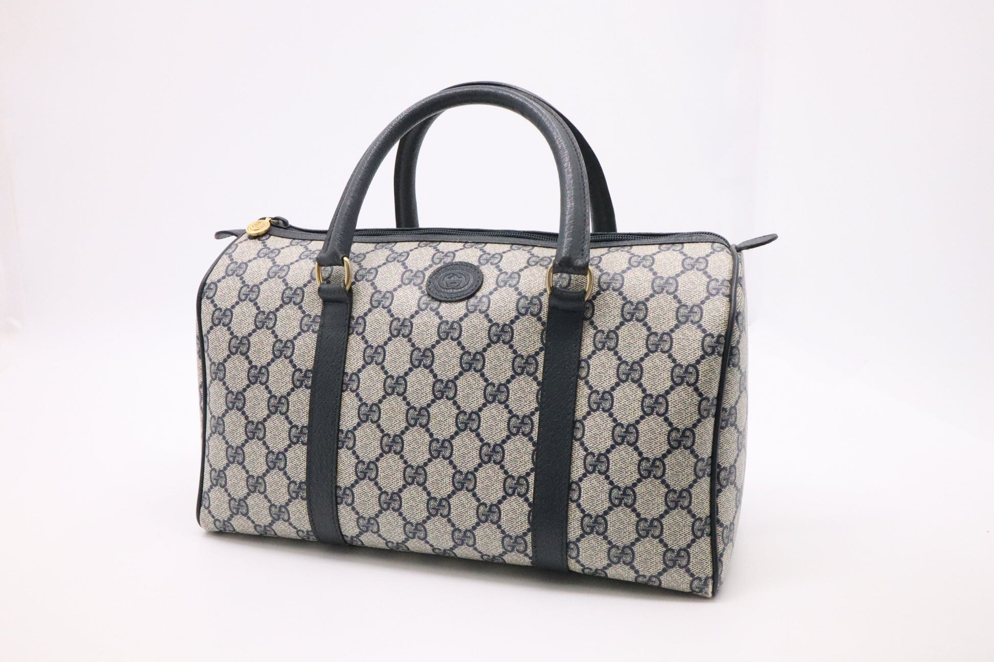 Gucci Boston Bag In Supreme Canvas Blue Travel Bag