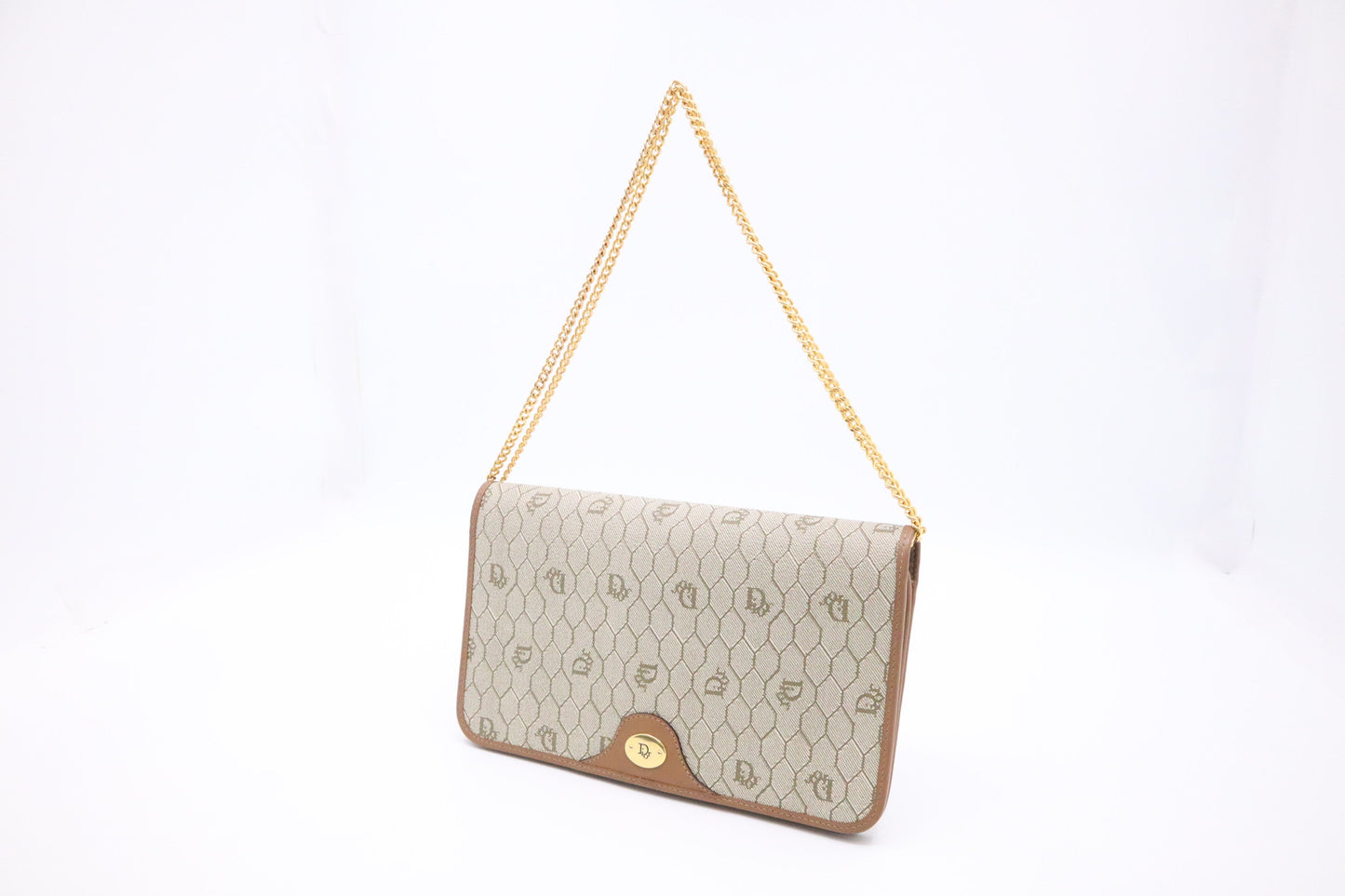 Dior Shoulder Bag In Honeycomb Canvas Beige
