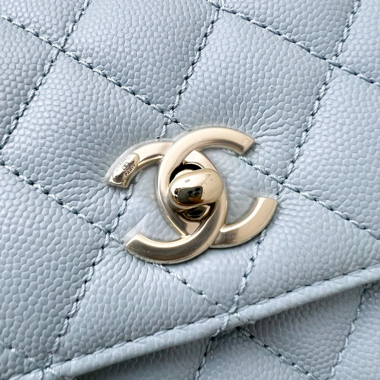 Chanel Small (24CM) Coco Handle in 22P Robin Egg Blue Caviar and Lghw ( ) Handbag