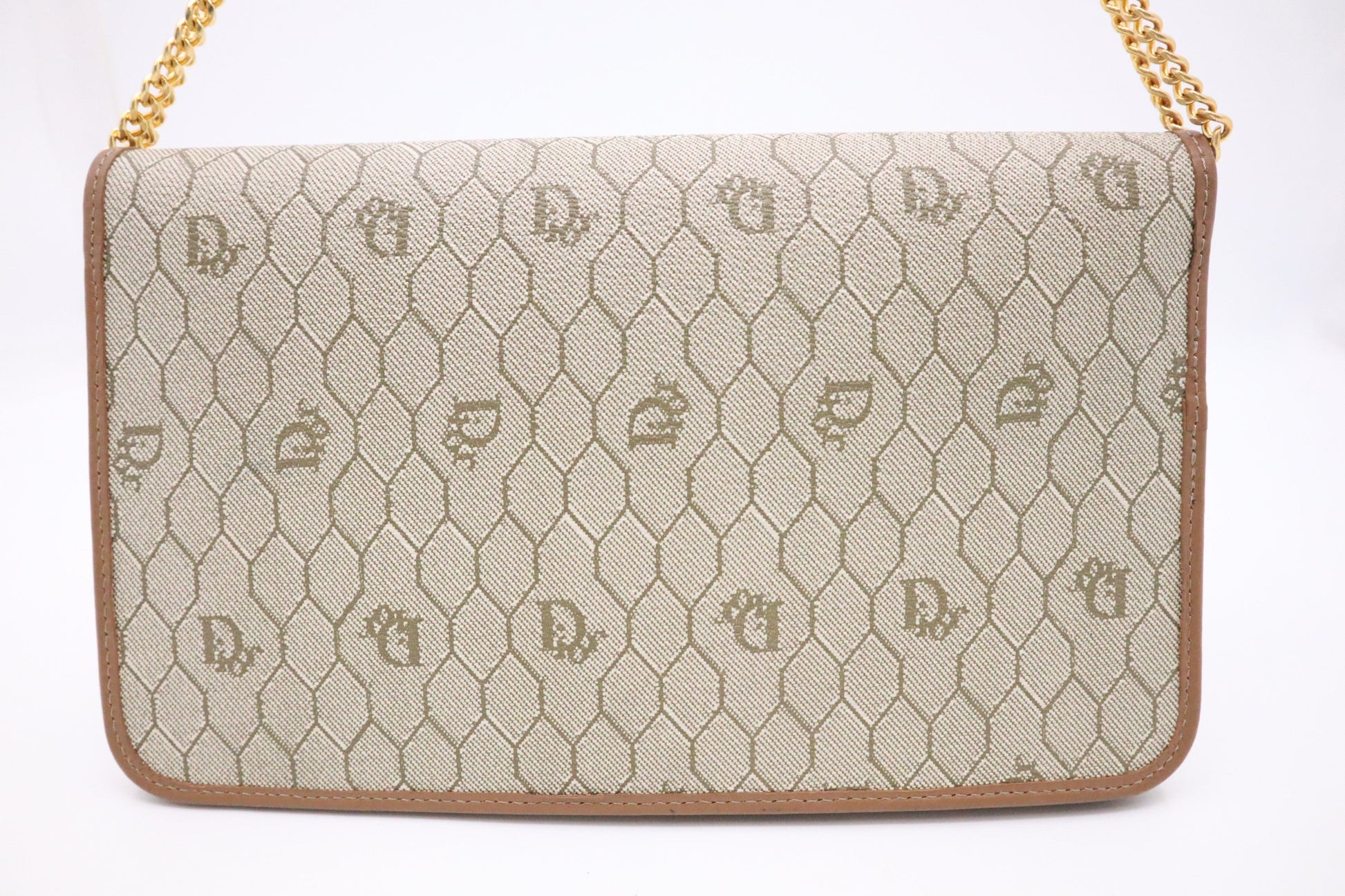 Dior Shoulder Bag In Honeycomb Canvas Beige
