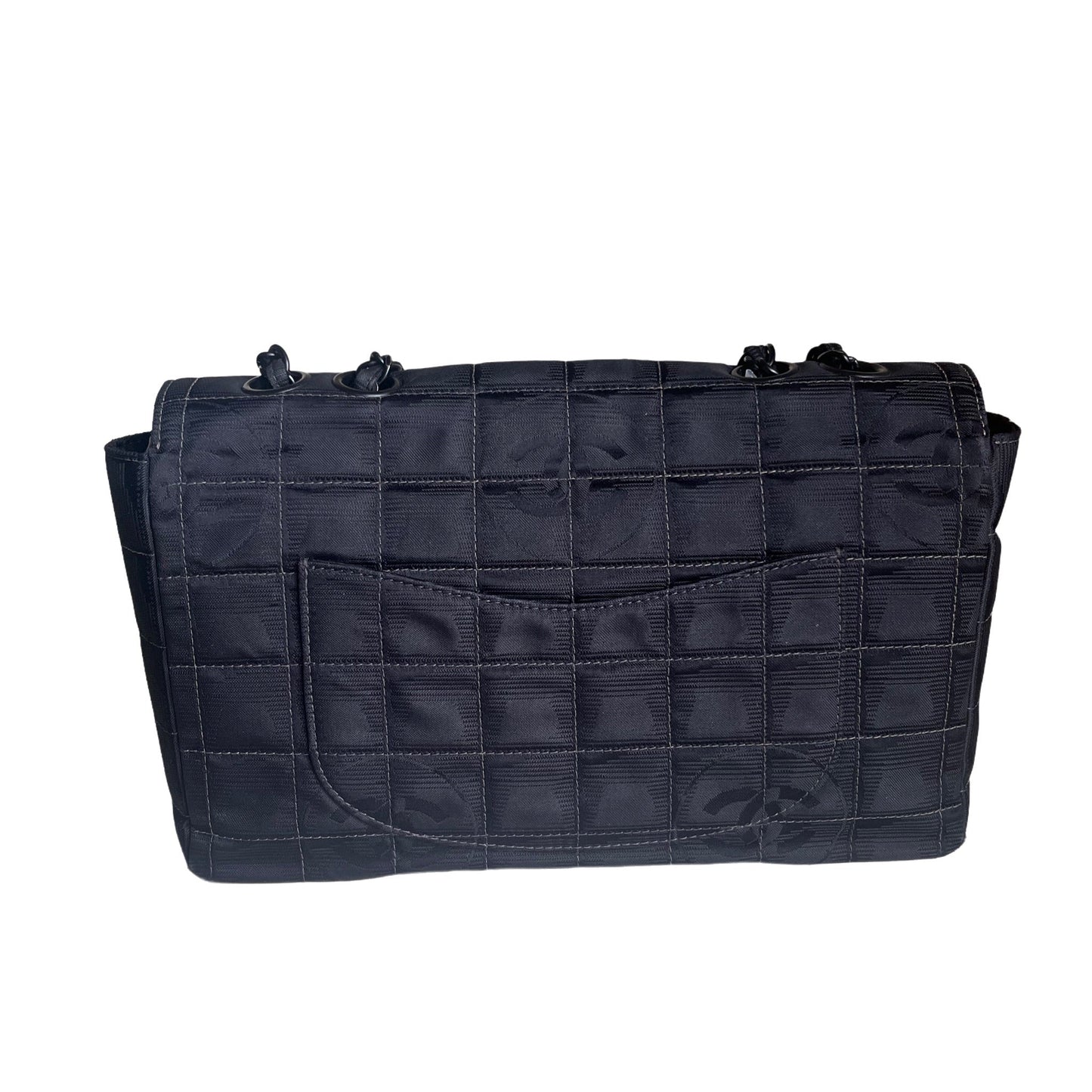 Chanel So Classic Flap Ice Cube Chocolate Black Canvas Shoulder Bag