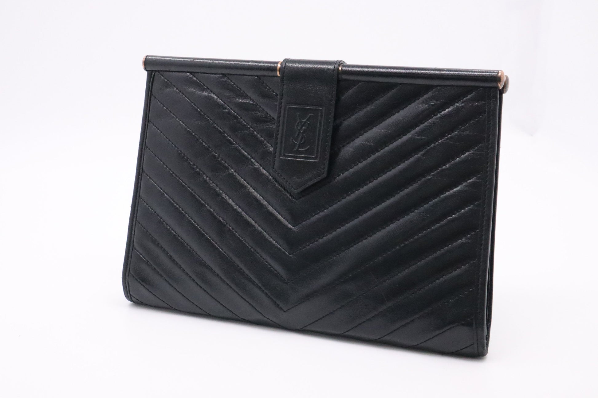 YSL Saint Laurent Clutch In Leather Black Clutch Bag Black Leather 5