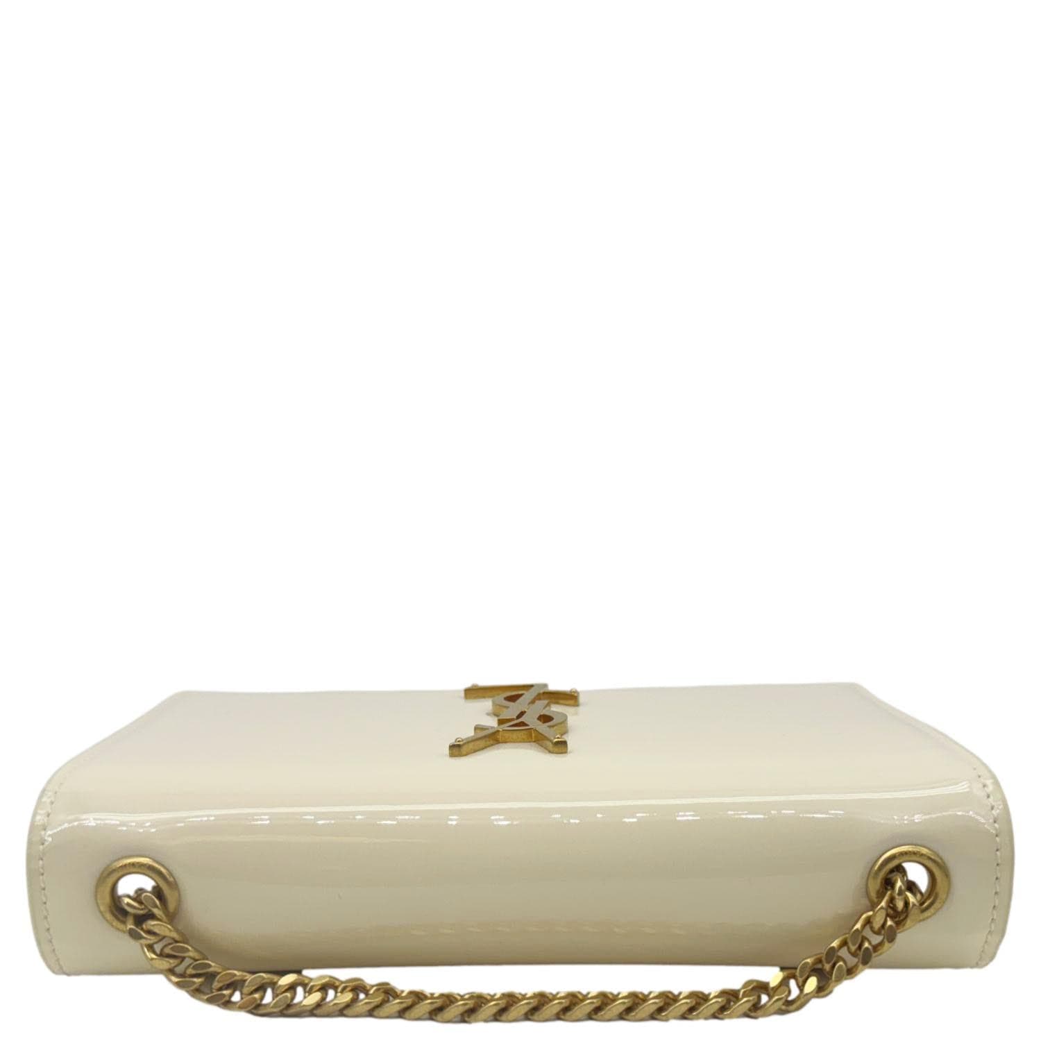 YSL Saint Laurent Yves Kate Crossbody Bag Off Leather Patent White