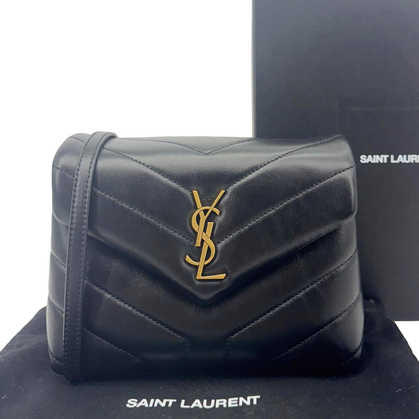 YSL Saint Laurent Yves Loulou Calfskin Crossbody Bag Leather Black Toy Toy Loulou 7