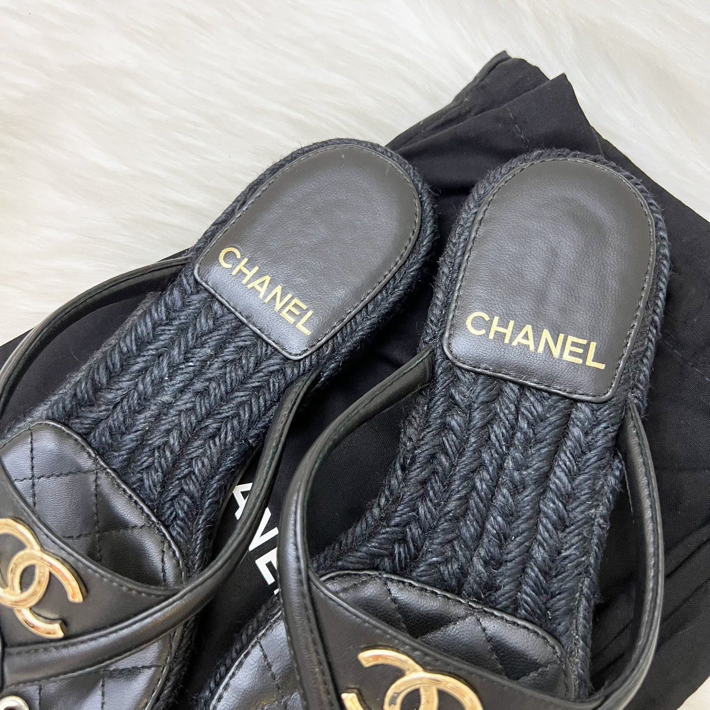 Chanel Coco Beach Thongs in Black Sz 39 Handbag
