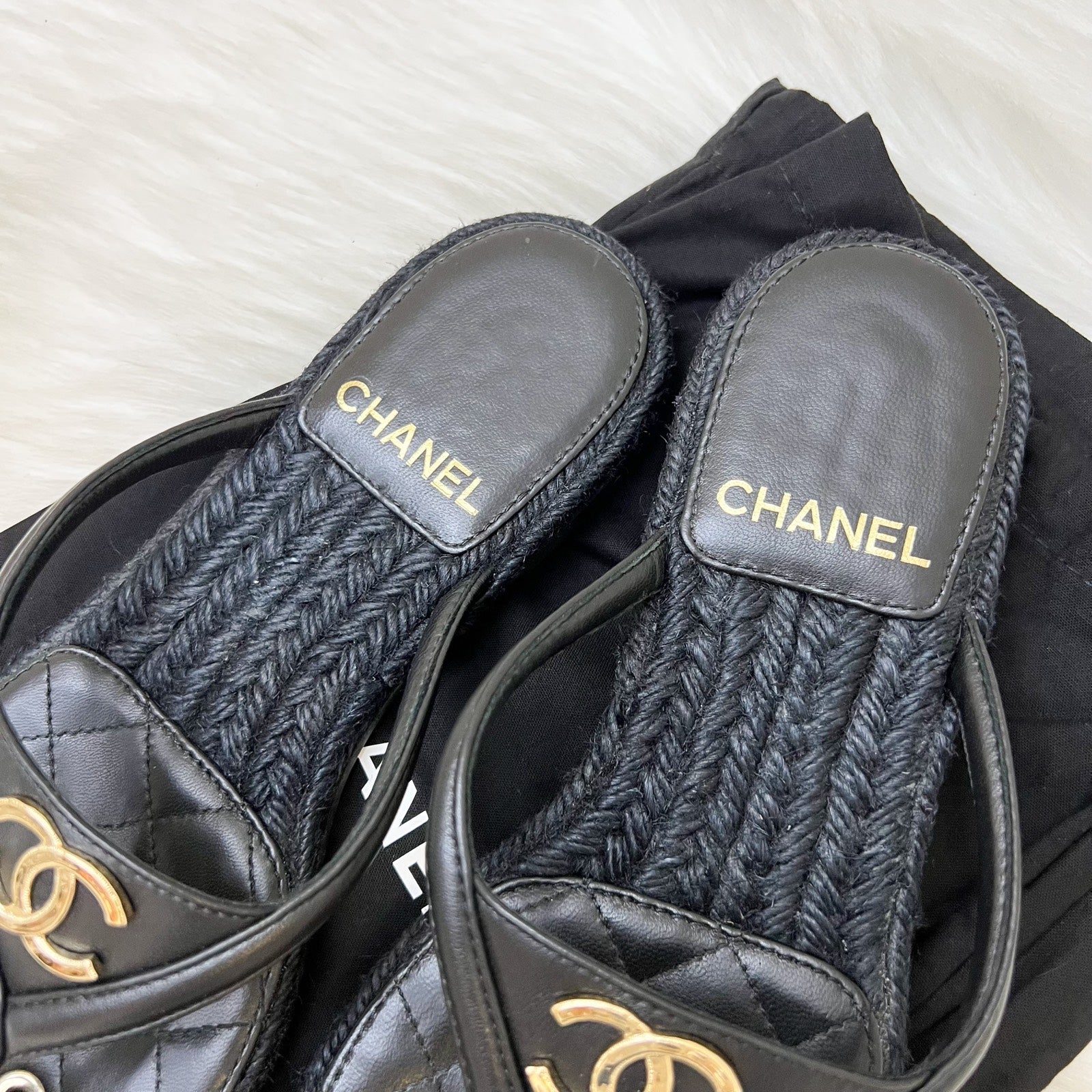 Chanel Coco Beach Thongs in Black Sz 39 Handbag
