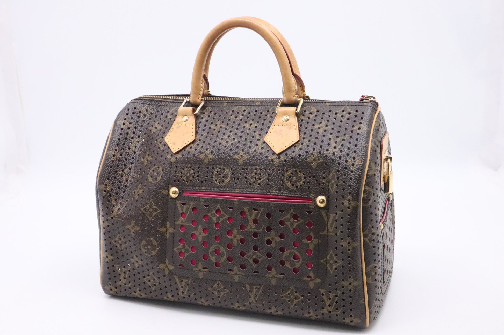 Louis Vuitton Speedy 30 Perforated Monogram Pink Canvas Handbag