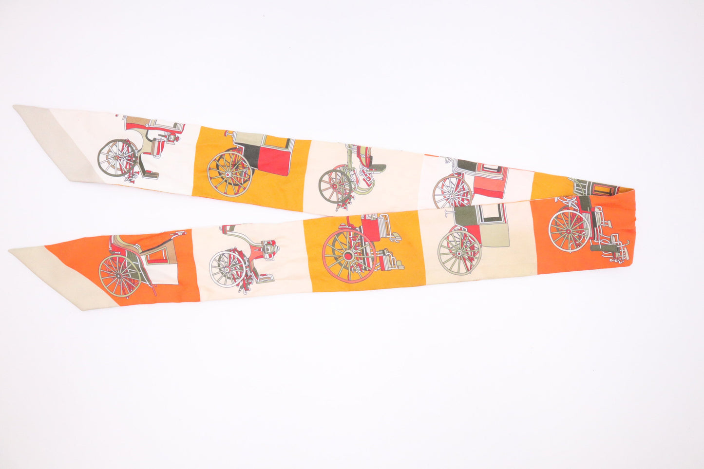 Hermes "Les Voitures Exquises" Twilly In Orange & Cream Travel Bag