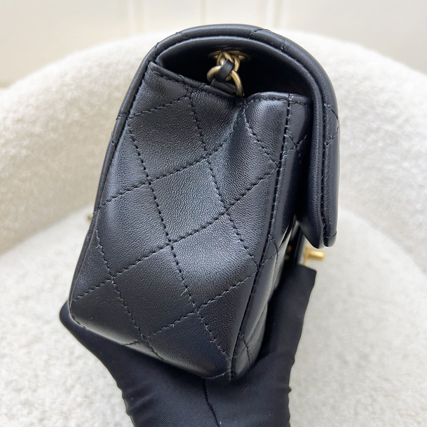 [Brand new - May 2025] Chanel Pearl Crush Mini Rectangular Flap in 25S Black Stiff Lambskin and AGHW (Model: AS1787)
