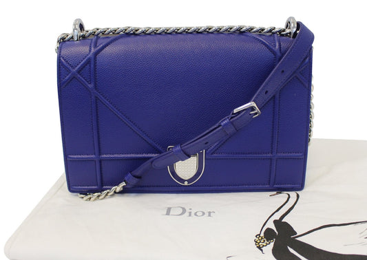 Dior Handbag ama Bag Leather Blue Shoulder Bag