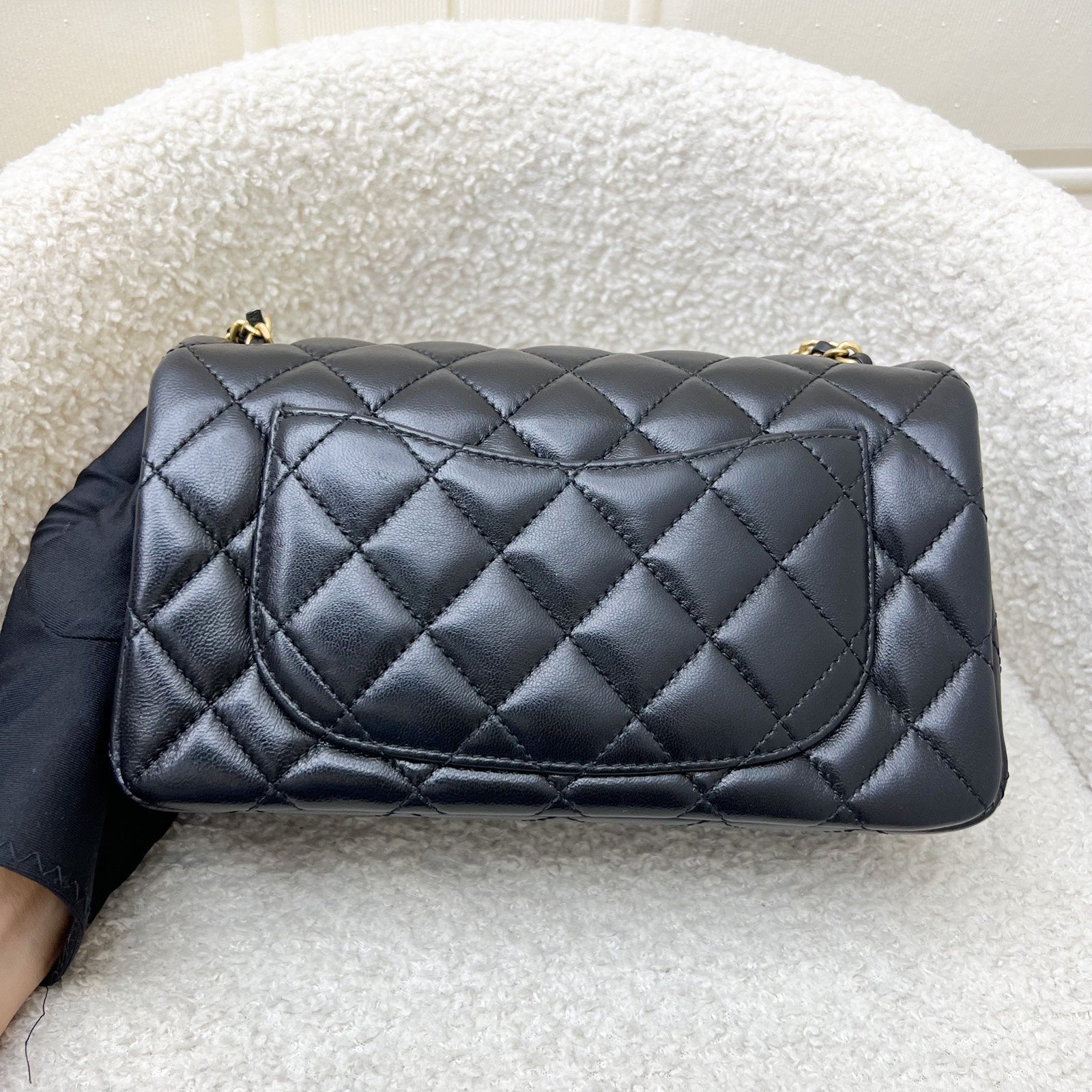 Chanel [Brand New - May ] Pearl Crush Mini Rectangular Flap In 25S Black Stiff Lambskin And Aghw ( ) Bag