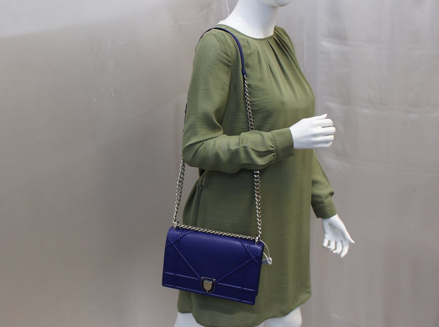 Dior Handbag Calfskin ama Bag Leather Blue Shoulder Bag