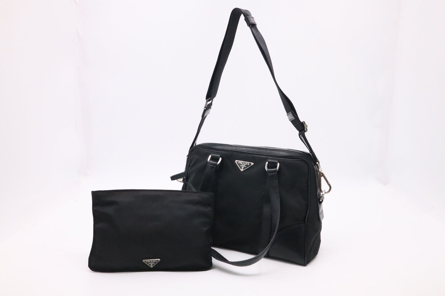 Prada Shoulder Bag In And Leather Nylon