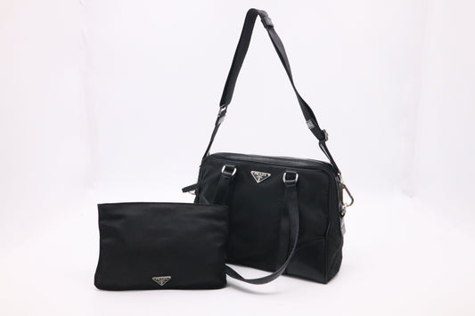 Prada Shoulder Bag In And Leather Nylon