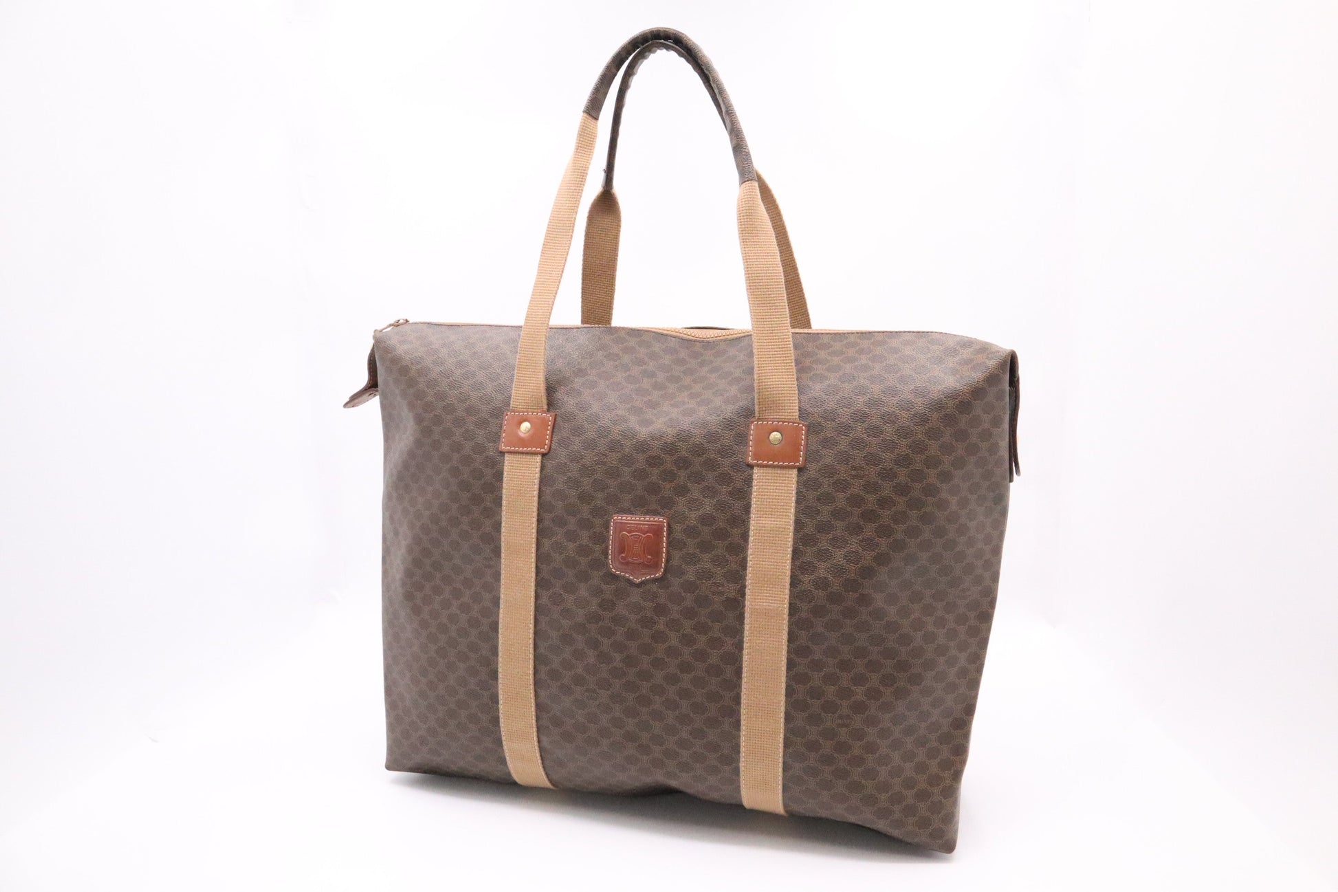 Celine Travel Tote Bag In Macadam Canvas