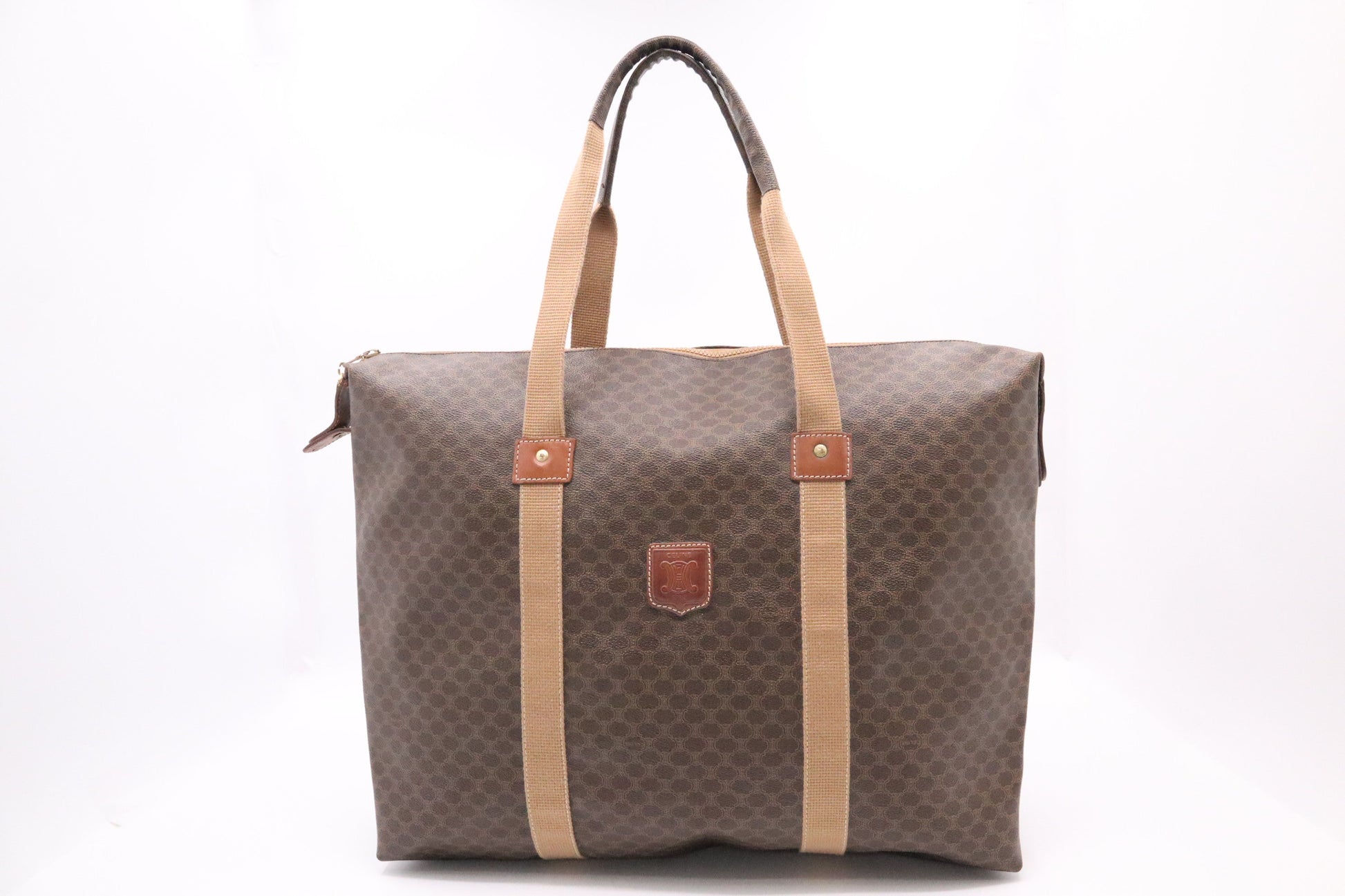Celine Travel Tote Bag In Macadam Canvas