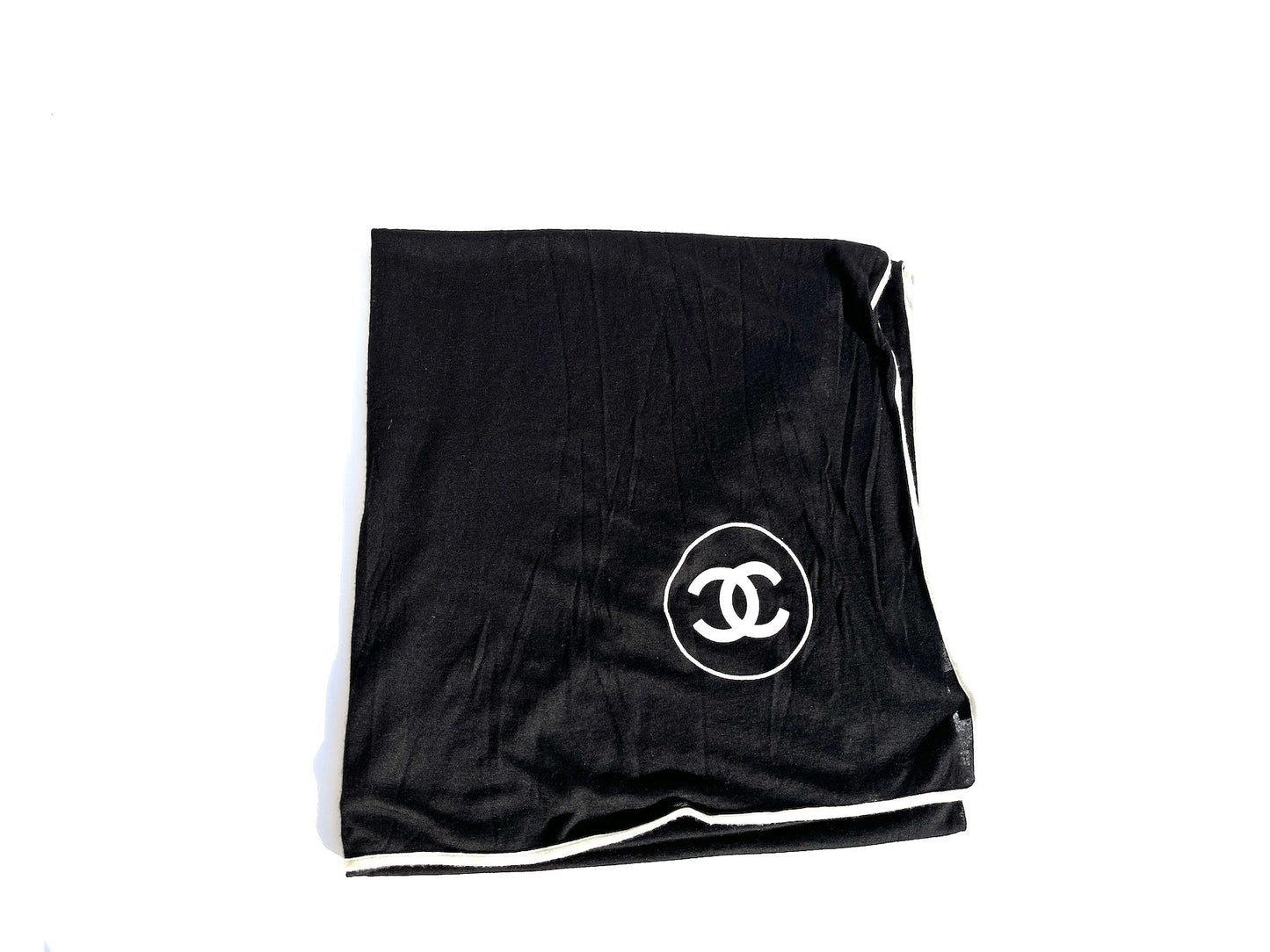 Chanel Black Cashmere Silk Cc Logo Rectangular Scarf Bag