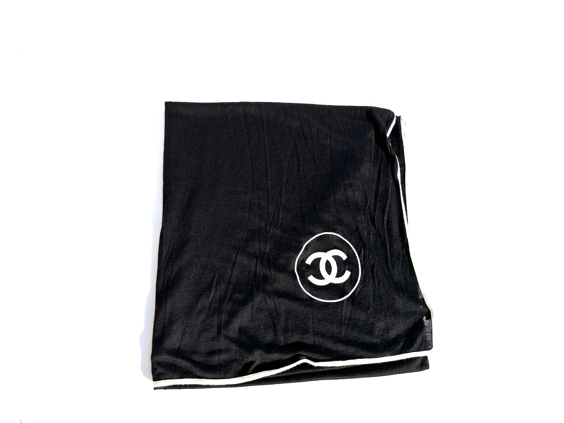 Chanel Black Cashmere Silk 2020 CC Logo Rectangular Scarf Handbag