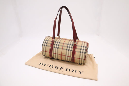 Burberry Barrel Bag In Nova Check Canvas Travel Bag