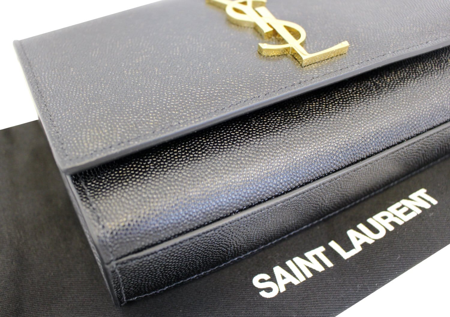 YSL Saint Laurent Yves Kate Clutch Crossbody Bag Leather Black Chain Clutch Bag Crossbody Bag E4695