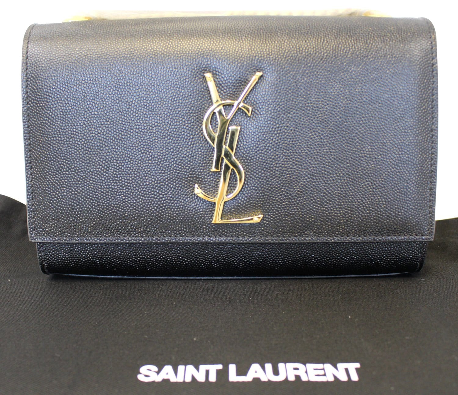 YSL Saint Laurent Yves Kate Clutch Crossbody Bag Leather Black Chain Clutch Bag Crossbody Bag E4696