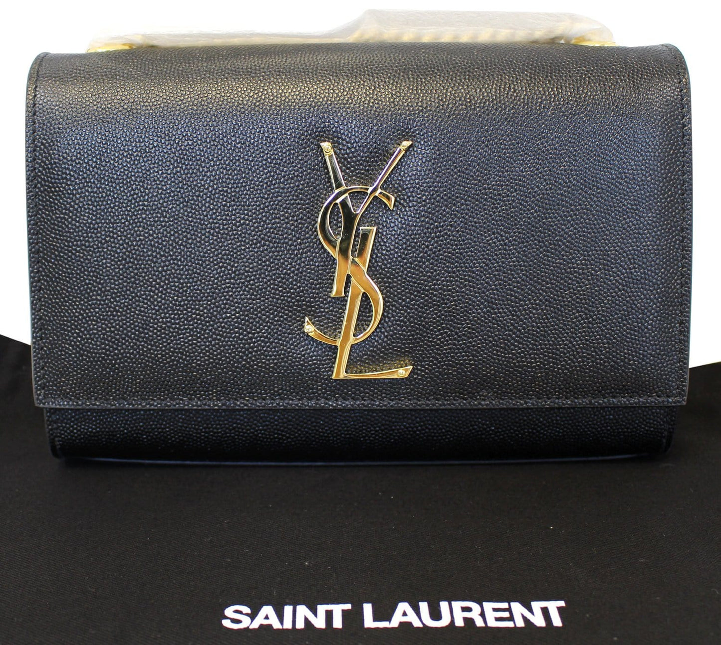 YSL Saint Laurent Yves Kate Clutch Crossbody Bag Leather Black Chain Clutch Bag Crossbody Bag E4696