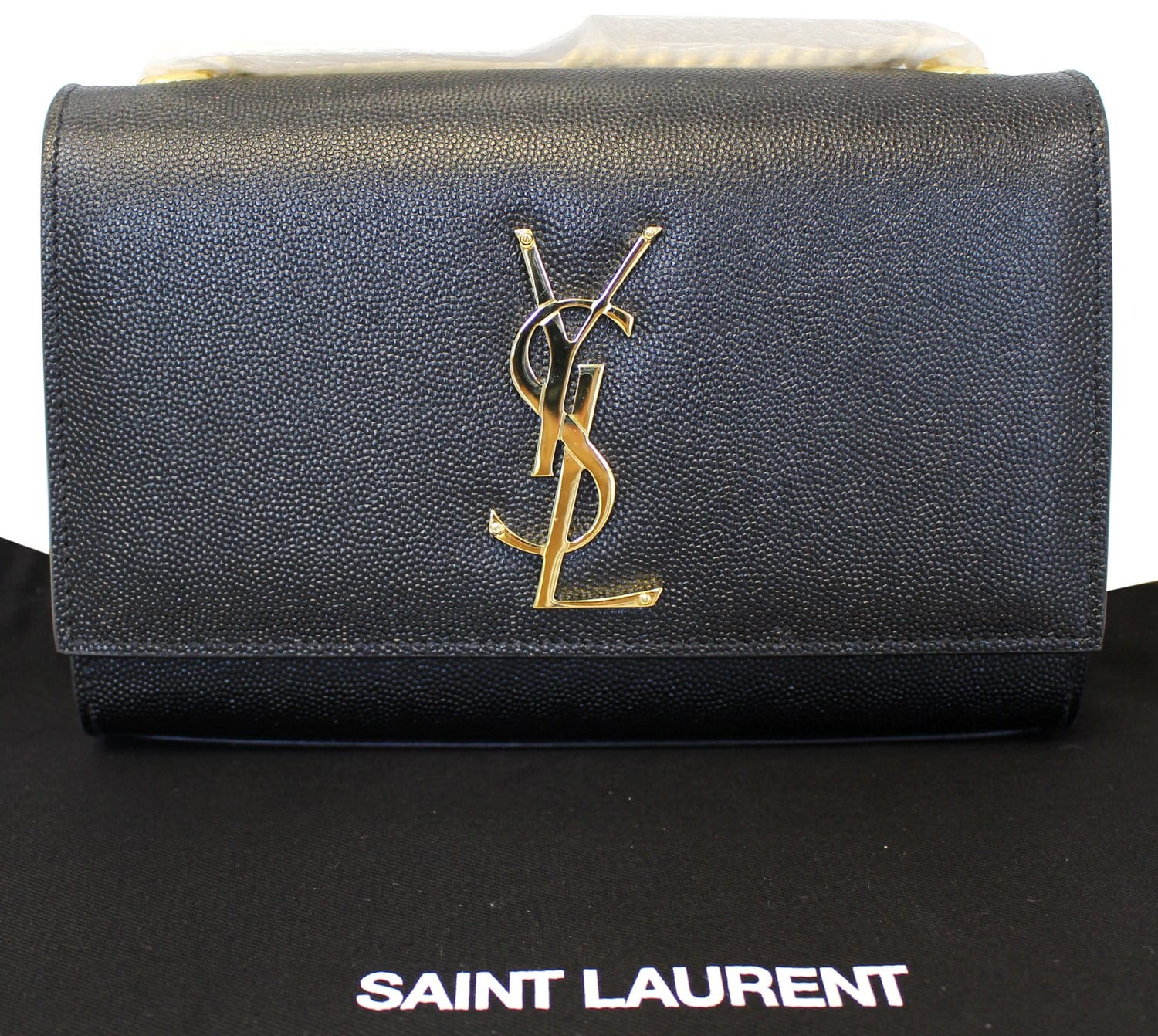 YSL Saint Laurent Yves Kate Clutch Crossbody Bag Leather Black Chain Clutch Bag Crossbody Bag E4696