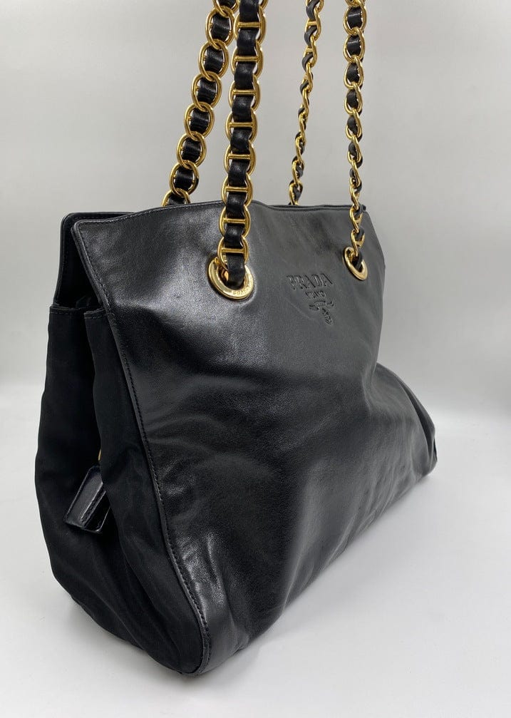 Prada Tote With Handle Leather Chain Tote Bag