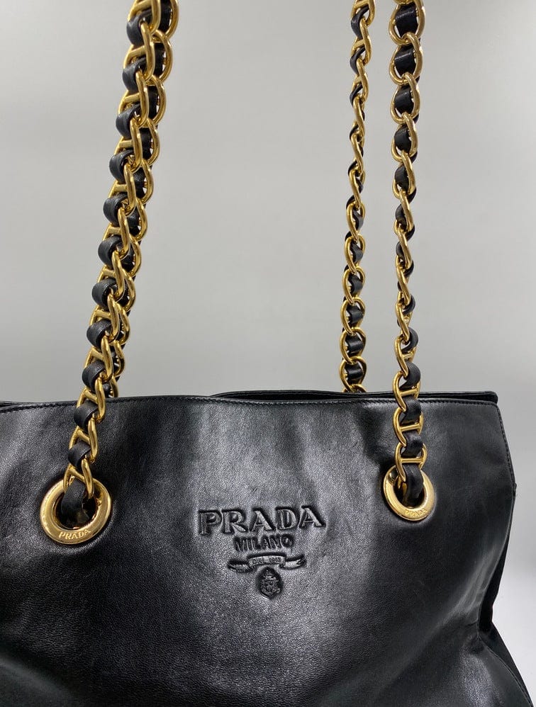 Prada Tote With Handle Leather Chain Tote Bag