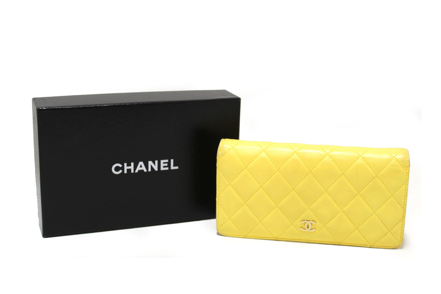 Chanel Yellow Quilted Lambskin Leather Wallet