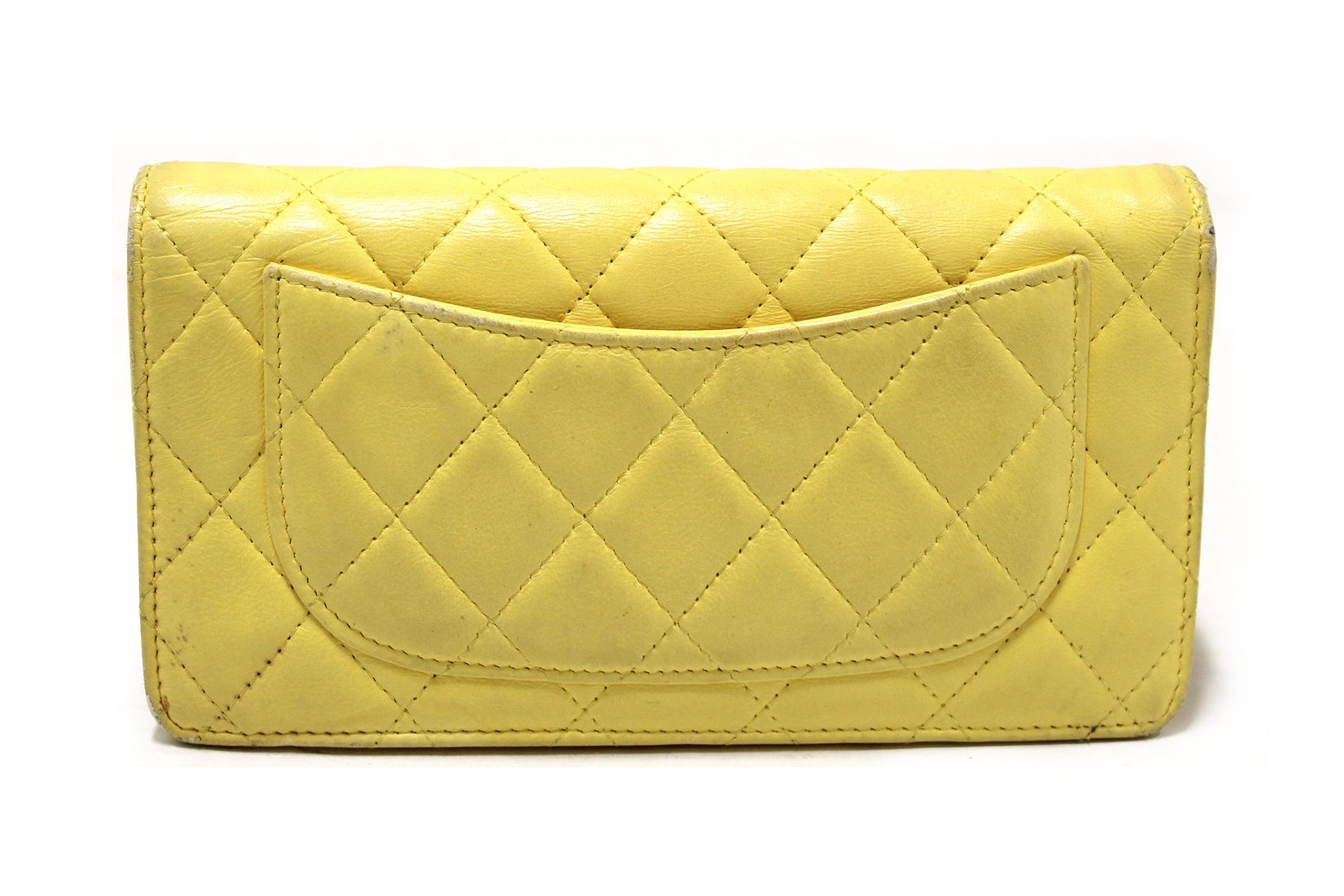 Chanel Yellow Quilted Lambskin Leather Wallet
